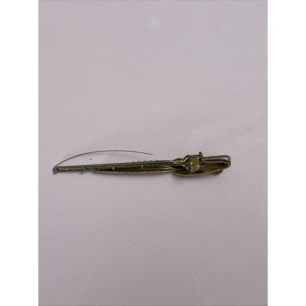 Vintage Hickok Fishing Pole Tie Clip Bar Gold Tone Marked Signed Made in U.S.A